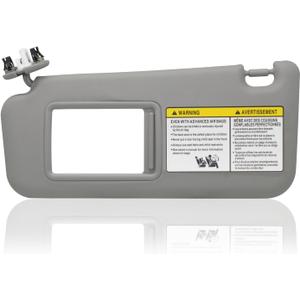 Driver Left Side Sun Visor Compatible with Toyota RAV4 2006 2007 2008 2009 2010 2011 2012 2013 with Light Replace 74320-42501-B2 Gray
