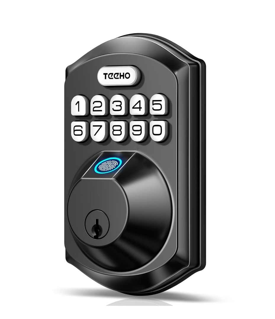 TEEHO TE002 Fingerprint Door Lock - Keyless Entry Door Lock - Electronic Keypad Deadbolt - Smart Locks for Front Door - Auto Lock - Easy Installation - Matte Black