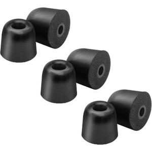 Klowcok Memory Foam Ear Tips Replacement for Shure SE215 PRO SE425 SE535 SE846 Aonic4 Aonic5 Earphones, Noise Isolation(3 Pairs, Black) (Medium)