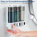 Shampoo and Conditioner Dispenser, Pollock Shower Soap Dispenser 3 Chamber No Drill, Wall Mounted Shampoo Body Wash Conditioner for Bathroom Large Capacity, White