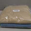 MICROFI New Microfiber Waffle Bath Towels, 2 Pieces, Soft, Absorbent, Fast Drying, Lint Free 430 GSM (Beige+Blue), 30 x 60 inches