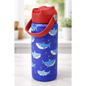 Choco Mocha Kids Water Bottle For School, Kids Insulated shark Water Bottle Stainless Steel for Boys,18Oz 