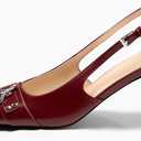 Coutgo Womens Slingback Stiletto High Heels Closed Pointed Toe Pumps with Metal Ring Party Dress Shoes (8.5, Burgundy)