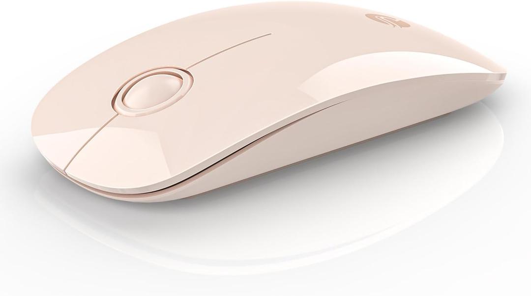 RAPIQUE Bluetooth Wireless Mouse - (BT5.1+USB) Slim Dual Mode Computer Mice with Quiet Click, Low Power, and 1600 DPI, Portable Cordless Mouse for MacBook, Laptop, iPad Pro/Air, Tablet (Pink)