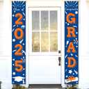 Graduation Porch Banner Class Sign Congrats Grad Hanging Flags High School College University Party Decoration For Front Door Outdoor Blue Orange