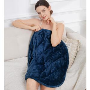 Alomidds Weighted Lap Pad 7lbs for Adults, Cozy Soft Flannel Portable Small Weighted Blanket, Weighted Lap Blanket for Travel, Relaxing, Sleeping, Napping, Machine Washable, Navy, 29" x 24" (Navy - Rhombic Grid)