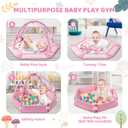 Baby Gym Play Mat, 8-in-1 Tummy Time Mat & Ball Pit with 6 Toys, Washable Baby Activity Mat for Visual, Hearing, Sensory, Motor Development, Babies Gift for Newborn Infant 0-3-6-9-12 Months (Pink)