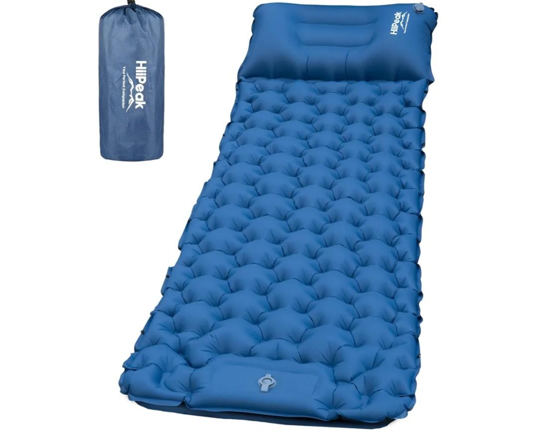 HiiPeak Sleeping Pad for Camping- Ultralight Inflatable Sleeping Mat with Built-in Foot Pump & Pillow, Upgraded Compact Camping Air Mattress for Tent, Backpacking, Hiking