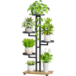 iDavosic.ly 4 Tier Plant Stand Indoor Outdoor, Tiered Corner Multiple Flower Pot Holder Shelf, Metal 34 Inch Tall Display Rack for Patio Porch Living Room Garden Balcony Bedroom, Black