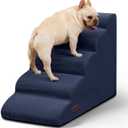 5-Step Dog Stairs and Ramp for High Bed, Non-Slip Sturdy Pet Steps for Small Dogs and Cats,22.2" H,Blue
