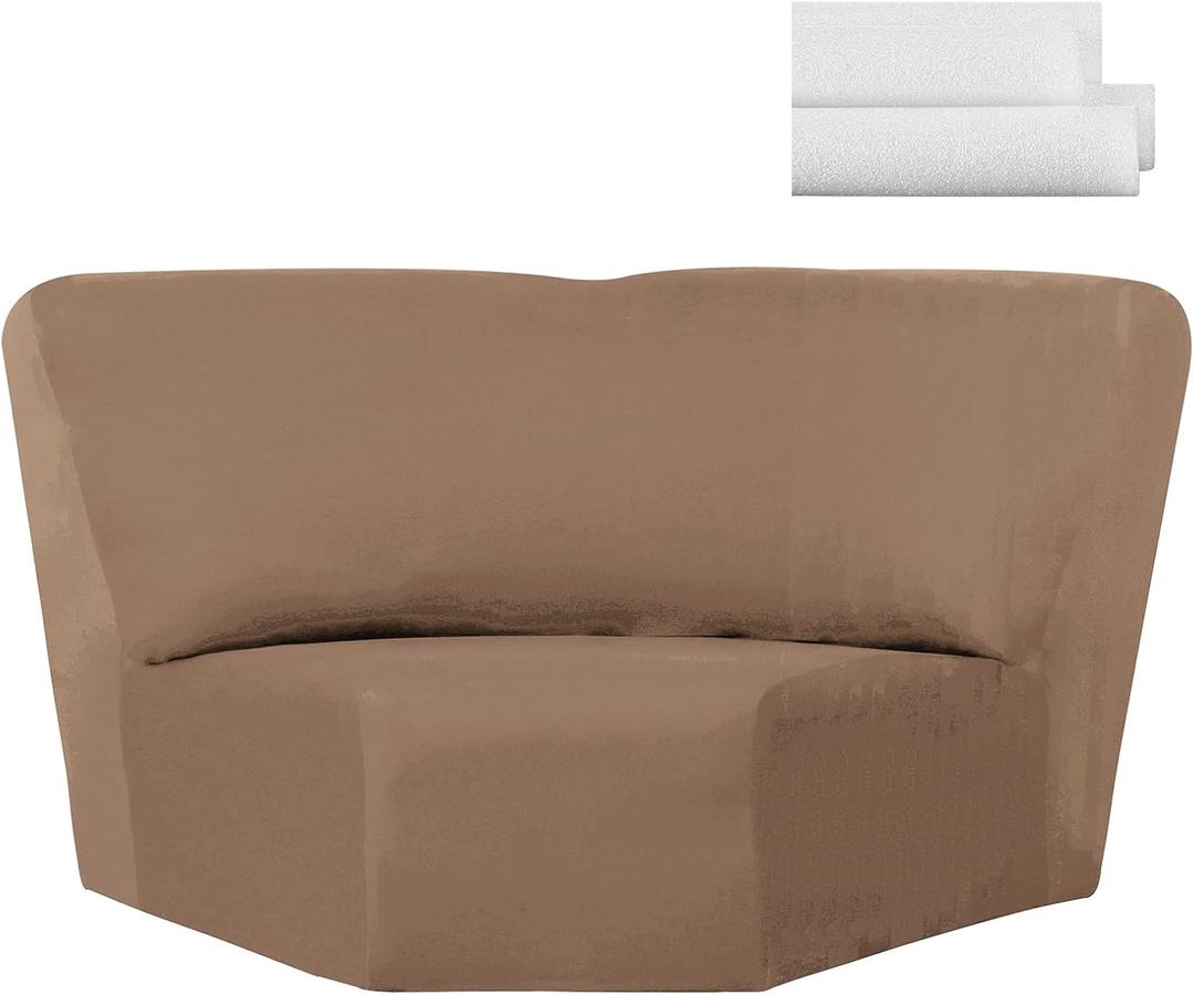 Weysat Corner Sofa Cover Stretch Corner Couch Cover Furniture Protector for Living Room Sectional Recliner Sofa Slipcover Reclining L Shape Couch Additional Seat(Light Brown,Milk Silk)