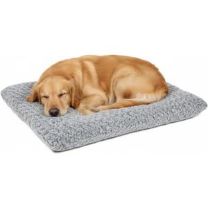 Lafyette. - US Based, Washable Faux Fur Dog Bed, Deluxe Plush Dog Crate Bed, Comfy Kennel Pad, Anti-Slip Pet Sleeping Mat, Soft Cozy Mattress for Large, Medium, Small Size Breed Dogs, 41" x 27", Grey