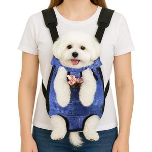 Dog Backpack Carrier, Front Pocket for Essentials, Legs Out Carrying Sling Travel Bag for Small Medium Dogs 4-7 Lbs, Soft Wearable Puppy Chest Carry Backpacks for Walking/Hiking/Camping/Traveling