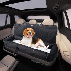 Dog Car Seat for Large/Medium Dog, Washable Pet Car Seat for Dogs Under 100 lbs or 2 Small Dogs, Washable Travel Bed with Thick Cushion and Storage Pockets