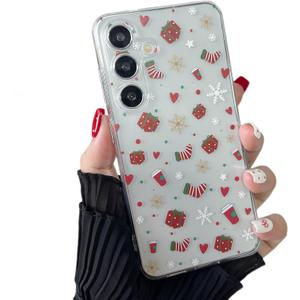 ZTOFERA Clear Christmas Case for Samsung Galaxy S24 Plus 6.7 inch,Cute Merry Christmas Pattern Phone Case Gifts Translucent Silicone Hard PC +TPU Bumper Shockproof Protective Cover-Christmas Gift