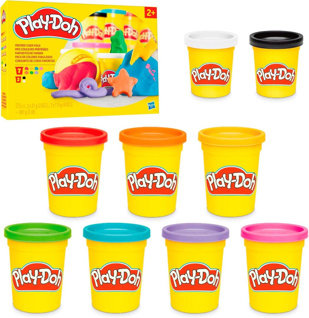 Play-Doh 9 Pack Favorite Color Set, Assorted Colors, 2 & 4 Ounce Modeling Compound Cans, Kids Arts & Crafts, Back to School Gifts & Prizes, Preschool Toys, Ages 2+ 
