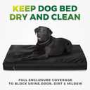 PAWFINITY Waterproof Dog Bed Cover Replacement Washable, Extra Large, XL, Easy to Clean, Pet Hair Resistant, Heavy Duty Oxford, Zipper Closure, Indoor/Outdoor, Fits 44 Inch Dog Crate - 44x32x3, Black