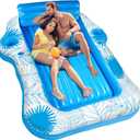 Inflatable Pool Lounger Float for Adults - JIANYHW X-Large Beach Sun Tan Tub Pool Lounge Raft Sunbathing Pool Floaties with 2 Food/Drink Holder, Blow Up Tanning Pool Bed Floating Mat
