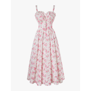 Scarlet Darkness Summer Dresses for Women 2025 Floral Corset Dress Long Milkmaid Dress M