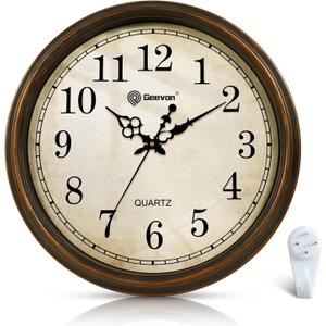 Geevon Retro Silent 18 Inch Wall Clock Non Ticking, Vintage Clock Quartz Decorative, Battery Operated Wall Clock for Kitchen/Office/Classroom/Bedroom/Living Room Decor