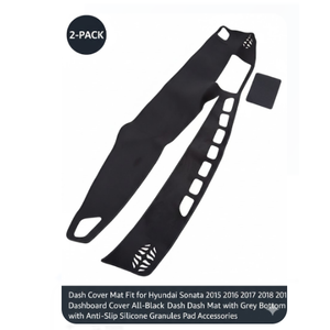 Dash Cover Mat Fit for Hyundai Sonata 2015 2016 2017 2018 2019 Dashboard Cover All-Black Dash Mat with Grey Bottom with Anti-Slip Silicone Granules Pad Accessories