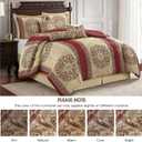 Queen Comforter Set, Wine Gold Medallion Jacquard Design, Luxurious Bohemian 7 Pieces Bedding Set with Decorative Pillows and Bed Skirt