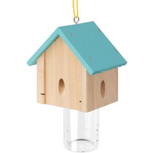 Carpenter Bee Trap for Outside - Best Bee Trap - Blue Cabin Style Nature Hanging Wood Carpenter Bee Traps Outdoor - Insect Traps with Removable Vault (1 Pack)