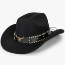 Womens Western Cowboy Hats Studded Pinched Western Cowgirl Hats Wide Brim Fedoras Hat with Belt Buckle (Size:Medium)