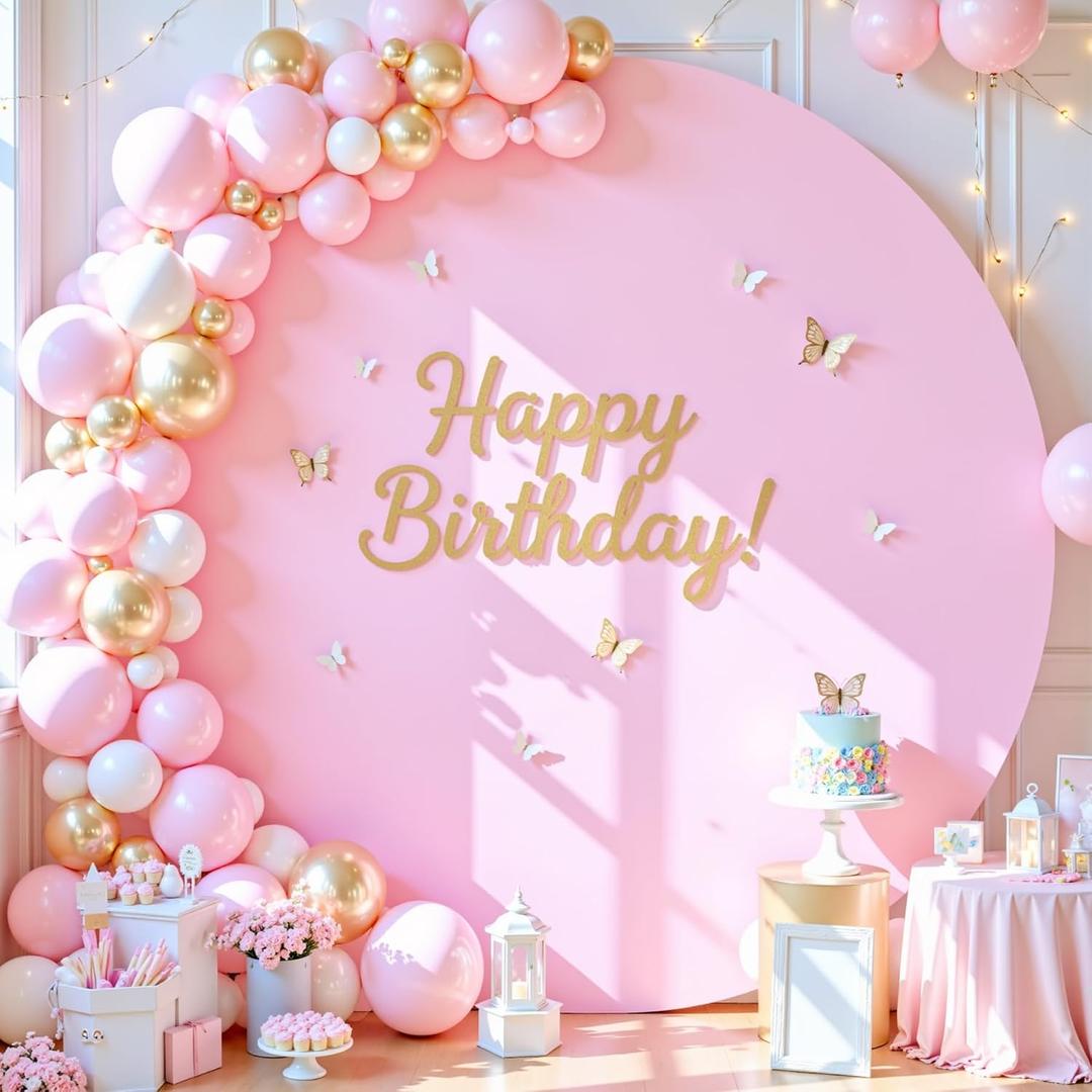 Baby Pink Round Backdrop Cover 7.2FT Circle Arch Backdrop Cover Baby Shower Birthday Party Balloon Wedding Photo Background Pink Circle Round Arch Cover Fabric Spandex