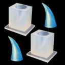 2 Packs Large Devil Horn Silicone Mold Devil Horn Resin Casting Mold Animal Horn Epoxy Mold Devil Horns Hair Clips Resin Mold for Clay Jewelry Resin Craft