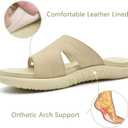KuaiLu Womens Fashion Orthotic Slides Ladies Lightweight Athletic Yoga Mat Sandals Slip On Thick Cushion Slippers Sandals With Comfortable Plantar Fasciitis Arch Support Beige Size 9 (Beige)