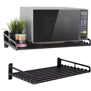 Microwave Oven Rack, 23.58x15.52 Shelf for Microwave Wall Mount, Wall-Mounted Electric Oven Holder Shelf Kitchen Wall Pot Pan Rack Weight Bearing 80 lbs for Electric Oven Microwave