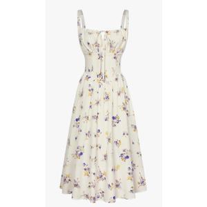 Scarlet Darkness Floral Printed Corset Dress Ruched Bust Cami Dress Flowy Sundress S