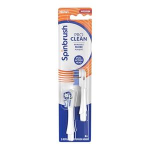 Spinbrush PRO Clean Replacement Heads, Electric Toothbrush Refills, Medium Bristles, 2 Count