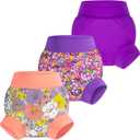 BIG ELEPHANT Baby Swim Diapers 3pcs, Reusable Adjustable Washable Waterproof Swimming Diaper for Boy's and Girl's 6Months - 5 Years (XL (4T), Purple)