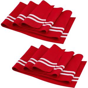 BENECREAT 2Pcs Striped Ribbing Fabric for Cuffs 5.5x37", Red Waistbands Collar Cuffs Trim Material with Black Line for T Shirts, Jackets, Dresses, DIY Sewing Crafts, 2mm Thick