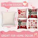 BBOLDIN Valentine's Day Throw Pillow Covers 18x18 Couch Cushion Covers, Buffalo Plaid Bow Decorations for Bedroom Home, Red Pink Farmhouse Pillow Cases Heart Decor Set of 4