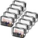 Tbestmax 10 Pcs Clear Cosmetic Bags Small Makeup Bags Portable Waterproof Travel Toiletry Bags Organizer Black, 7.5"x 4.8"x 2.3"