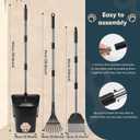 Stainless Steel Dog Pooper Scooper,40" Long Handle Swivel Bin, Rake and Spade,20 Waste Bags & Hook - Heavy Duty Portable Metal Poop Scooper for Large,Medium and Small Dogs