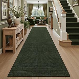 DEXI Hallway Runner Rug 36x120, Non Slip Long Rug for Entryway, Olive Green