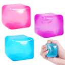 Teyva Daily 3 Pcs Swirl Ice Cube Bulk Stress Cube for Adults Anxiety Relief Soft Squeeze Sensory Square Ball for Prizes Goodie Bag Party Favors (Light Pink)