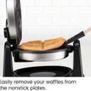 Chefman Rotating Belgian Waffle Maker, 180 Flip Iron w/ Non-Stick Plates, Adjustable Timer, Locking Lid, & Drip Plate, Space Saving Storage, Mess-Free Breakfast, Stainless Steel/Black