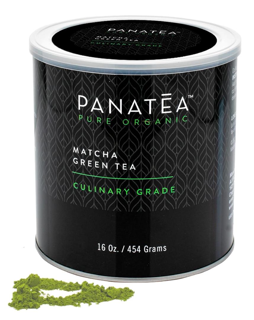 PANATEA Certified Organic Matcha Green Tea Powder | 1 LB 100% Pure Premium Culinary Grade Matcha | Lattes, Smoothies, Baking |16 Oz Tin (1 Pound (Pack of 1))