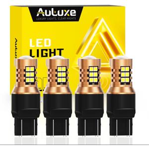 7443 LED Back Up Reverse Lights Brake Tail Lights Turn Signal Bulb, 21-SMD, 500% Brighter, 6500K White, Lasest Copper Matal Desgin With Detachable HID Lens, Fits T20 7440 7441 7444,Pack of 4