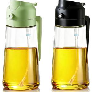 Oil Sprayer for Cooking, 2-in-1 Oil Mister & Dispenser Bottle for Air Fryer, Salad, BBQ, Kitchen Gadgets Accessories, 2 Pack