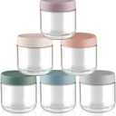 6 Pcs 300ml/10oz Glass Jars Wide Mouth Glass Food Storage Containers Overnight Oats Containers with Lids for Snacks Yogurt Powder Liquid - Multicolor