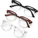 racico Blue Light Glasses for Men & Women - Mixed Material + Metal Frames with UV Protection Coating (*A1 Matte Black/Tea/Clear)