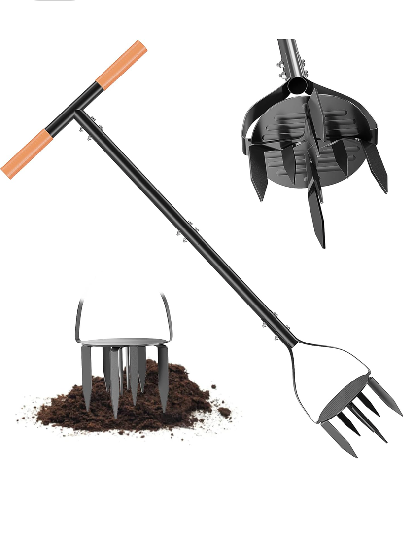 Garden Hand Tiller, 34.6 Inch Garden Claw Twist Tiller Cultivator, Garden Tools with 5.3 Inch Sharp Claw and Non-Slip Comfort Grip, Hand Tiller Garden Claw for Loosening Soil on Farms, Parks