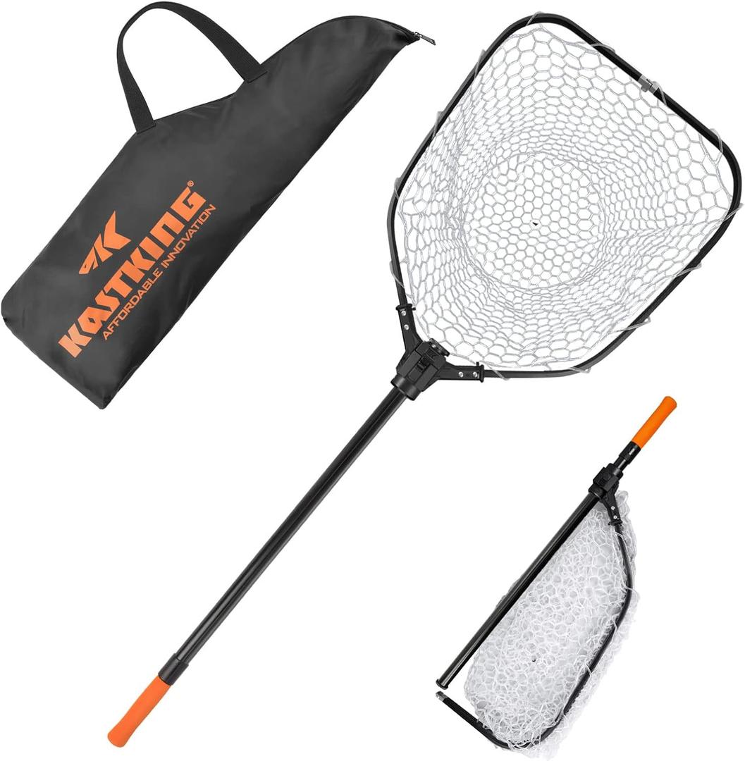 KastKing Brutus Fishing Net, Foldable Extendable Fish Landing Net, Lightweight & Portable Fishing Net with Soft EVA Foam Handle, Holds up to 44lbs/20KG, Fish-Friendly Mesh for a Safe Release