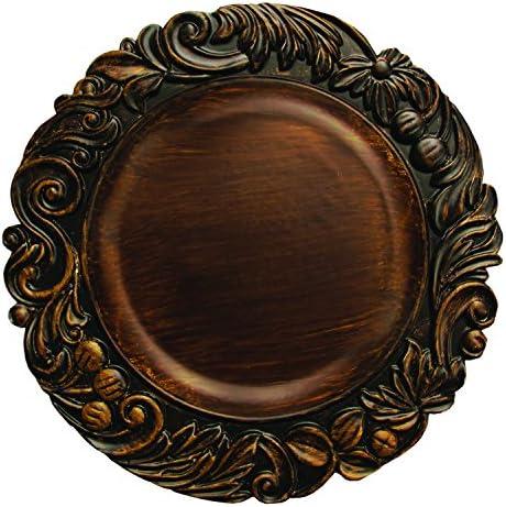 ChargeIt by Jay Aristocrat Round Charger Plate, Brown , 14", Pack of 2